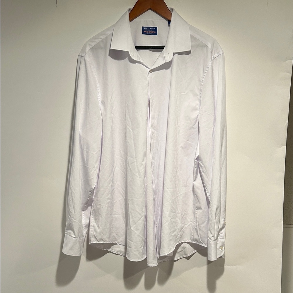 EUC Perry Ellis 17 1/2 34/35 Classic White Dress Shirt